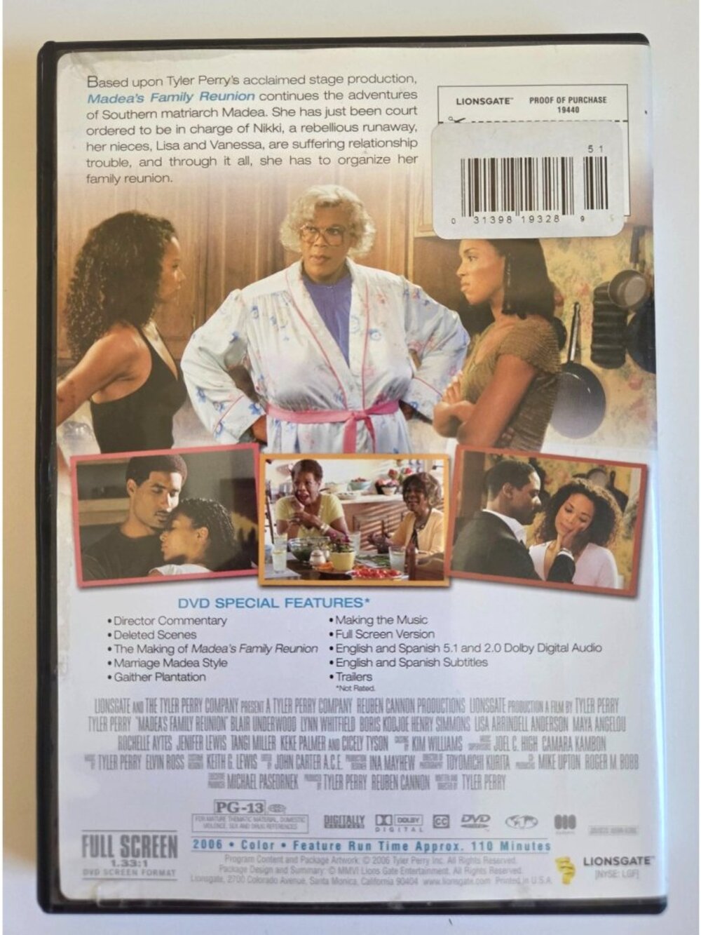 Tyler Perrys Madeas Family Reunion Full Screen DVD 2-Disc Set Lionsgate 2006 - Picture 2 of 4